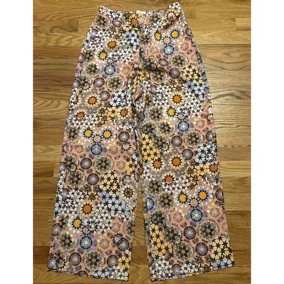 Anthropologie Pants - Anthropologie Size 6 Geometric Kaleidoscope Straight Pants High Rise Wide Leg